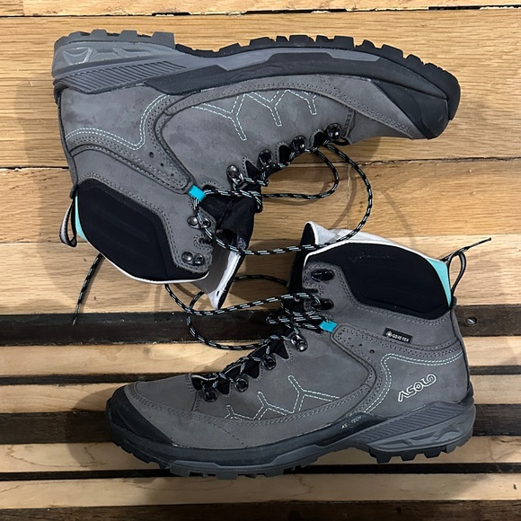 Asolo Falcon EVO NBK GV Charcoal and Teal Hiking Boots - Picture 9 of 13